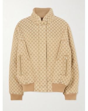 Gucci Canvas-Jacquard Turtleneck Bomber Jacket - Natural