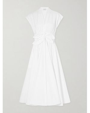 Alaïa Knot-Detailed Belted Cotton-Poplin Midi Dress - White