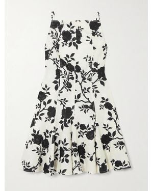 Self-Portrait Open-Back Bow-Detailed Floral-Print Linen And Cotton-Blend Mini Dress - White