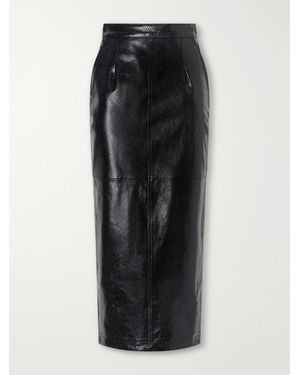 Willy Chavarria Tubo Panelled Snake-Effect Leather Midi Skirt - Black