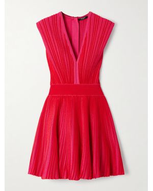 Balmain Striped Knitted Mini Dress - Red