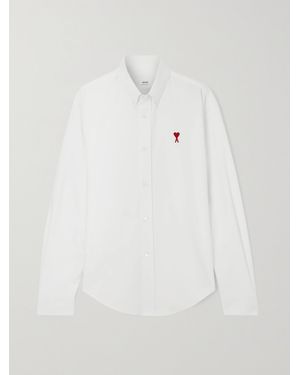 Ami Paris Adc Embroidered Cotton Oxford Shirt - White