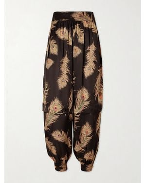 Zimmermann Valiant Harem Floral-Print Silk Pants - Black