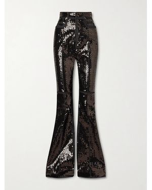 Rick Owens Sequined High-Rise Bootcut Jeans - Black