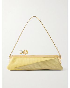 Jacquemus Salon Mais Suede And Patent-Leather Clutch - Metallic