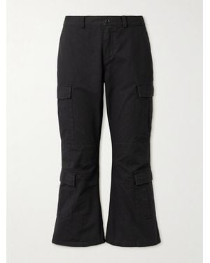 Balenciaga Cropped Panelled Cotton-Ripstop Flared Cargo Trousers - Black