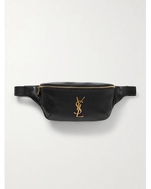 Saint Laurent Cassandre Textured-Leather Belt Bag - Black