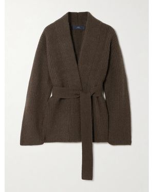 arch4 Sasha Belted Ribbed Cashmere Cardigan - Brown