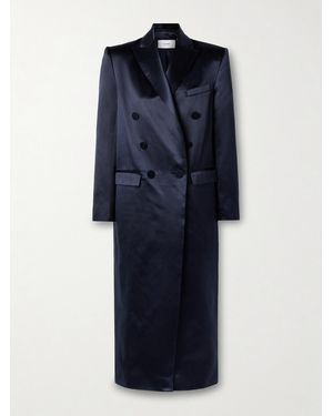 Alex Perry Double-Breasted Cotton And Silk-Blend Satin Coat - Blue