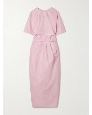 STAUD Michelina Tie-Detailed Taffeta Midi Dress - Pink