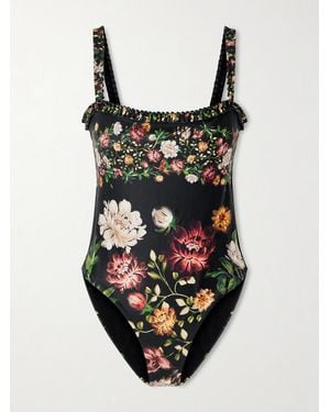 Agua Bendita Limón Paramo Ruffled Floral-Print Swimsuit - Multicolour