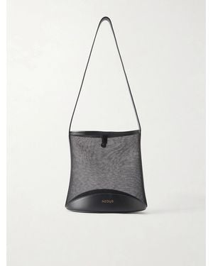 Neous Pardalis Leather-Trimmed Mesh Bucket Shoulder Bag - White