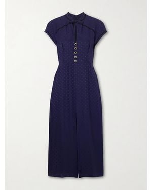 Alessandra Rich Silk Jacquard Midi Dress - Blue