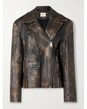 KHAITE Catalina Distressed Leather Biker Jacket - Black