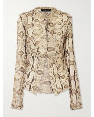 Gucci Python-Print Silk-Chiffon Shirt - Natural