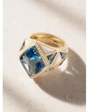 Marina B 18-Karat Topaz, Diamond And Mother-Of-Pearl Ring - Blue