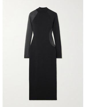 adidas Originals Y-3 Recycled Mesh-Trimmed Stretch-Jersey Maxi Dress - Black