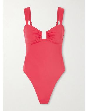 Away That Day Cannes Embellished Gathered Swimsuit - Pink