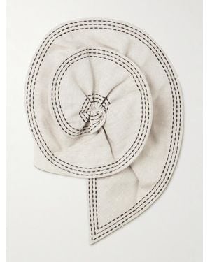 ANDRES OTALORA Haut Bustier Raccourci En Lin À Appliqué Et À Surpiqûres - Blanc