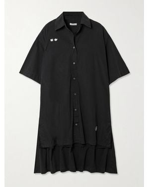 JW Anderson Midi-Hemdblusenkleid Aus Baumwoll-Voile Mit Stickereien - Schwarz