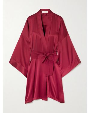 Olivia Von Halle Mimi Belted Silk-Satin Robe - Red