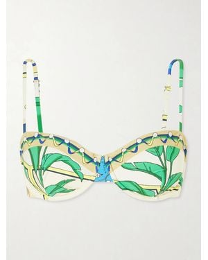 Tory Burch Printed Bikini Top - Green