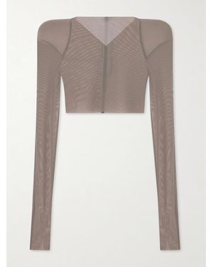 Rick Owens Helm Stretch-Mesh Blouse - Gray