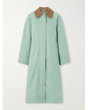SKALL Gaby Corduroy-Trimmed Organic Cotton Coat - Green