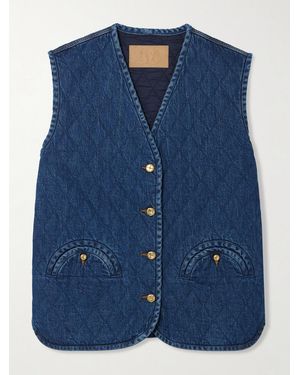Blazé Milano Suffolk Padded Quilted Denim Vest - Blue