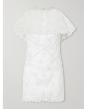 Clio Peppiatt Freya Cape-Effect Embellished Tulle Mini Dress - White