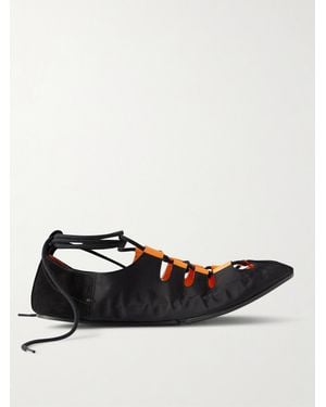 Alaïa Suede-Trimmed Shell Ballet Flats - Black