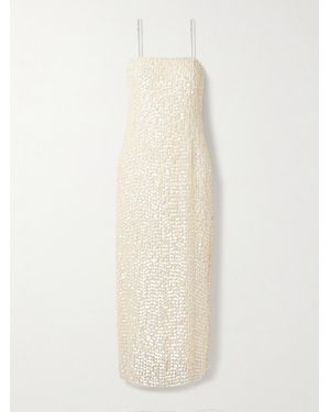 Adam Lippes Brie Embellished Silk-Organza Midi Dress - White