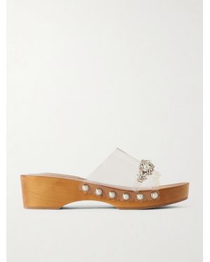 Simone Rocha Crystal-Embellished Pu Clogs - Natural