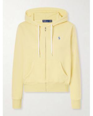 Polo Ralph Lauren Logo-Embroidered Cotton-Blend Zip-Up Hoodie - Yellow