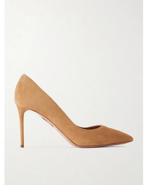 Aquazzura Purist 85 Suede Pumps - White