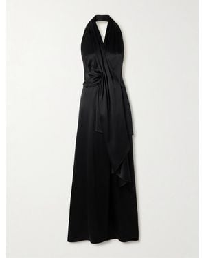 Heirlome Barbara Paneled Halterneck Silk-Satin Maxi Dress - Black