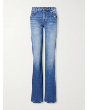 Gucci Horsebit-Embellished Low-Rise Flared Jeans - Blue