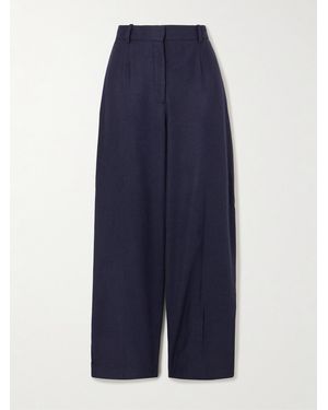 TOTEME Pleated Flannel Wide-Leg Trousers - Blue