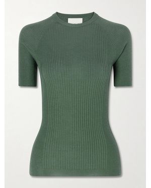 Sa Su Phi Ribbed Cashmere And Silk-Blend T-Shirt - Green