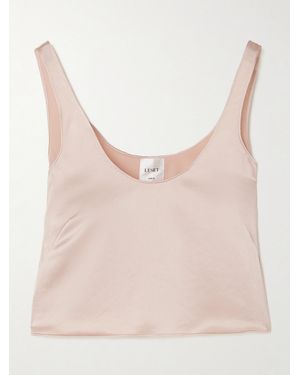 Leset Barb Scoop Washed-Satin Tank - Pink