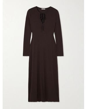 Skin Namaari Tie-Detailed Ribbed Pima Cotton And Modal-Blend Midi Dress - Black