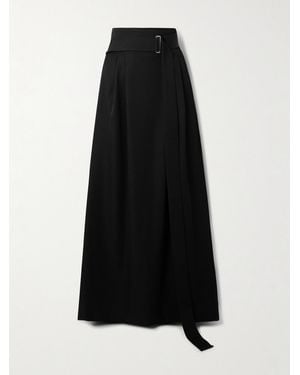 Sa Su Phi Angela Belted Pleated Grain De Poudre Wool Maxi Skirt - Black