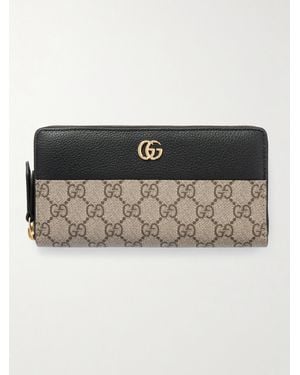 Gucci Petite Marmont Portemonnaie Aus Beschichtetem Canvas Mit Logomuster Und Besätzen Aus Strukturiertem Leder - Schwarz