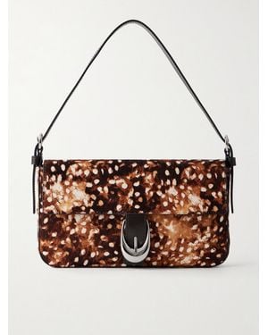 STAUD Harlow Animal-Printed Calf Hair Shoulder Bag - Brown