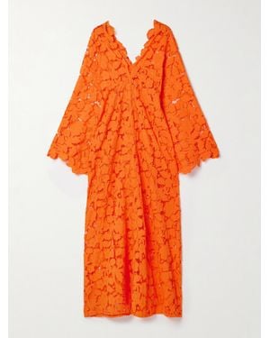 Miguelina Sasha Guipure Lace Kaftan - Orange