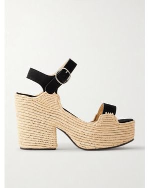Gabriela Hearst Sardis 100 Raffia-Trimmed Suede Sandals - Natural