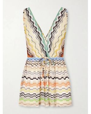 Missoni Mare Striped Crochet-Knit Playsuit - Natural