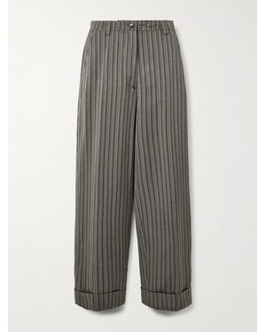 Dries Van Noten Hose Mit Weitem Bein Aus Geripptem Webstoff Mit Streifenmuster - Grau