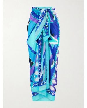PUCCI Printed Cotton-Voile Pareo - Blue