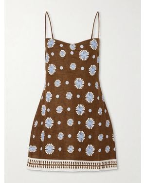 Cala De La Cruz Lucca Printed Linen Mini Dress - Brown